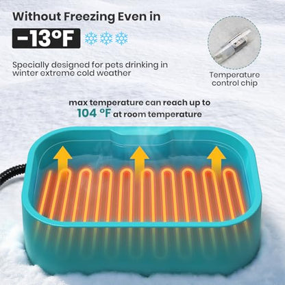 IPOW 1.45 Gal/5.5L Extra Large Heated Water Bowl with 5 Layers Design for Heating & Heat Preservation Provides Drinkable Water & Food in Winter Heated Pet Bowl for Cat Rabbit Chicken Duck Squirrel