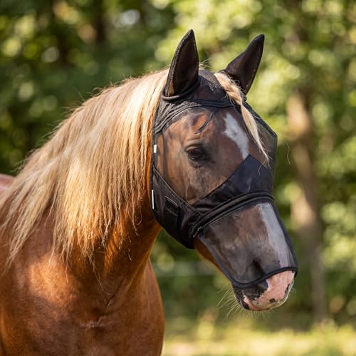 Horse Fly Mask with Ears & Detachab Nose Cover, Medium - size: Medium