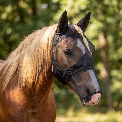 Horse Fly Mask with Ears & Detachab Nose Cover, Medium - size: Medium