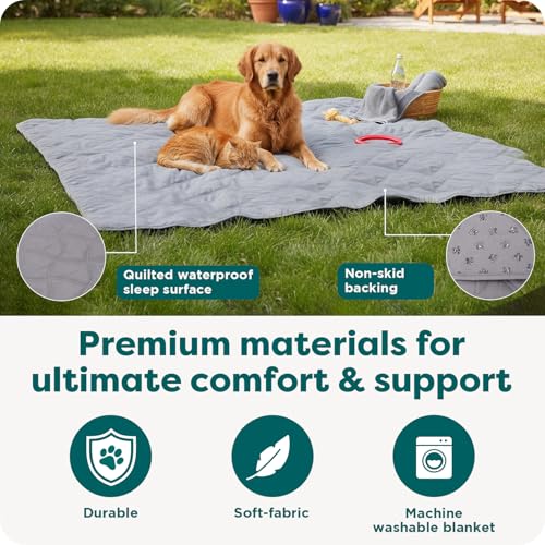 FurHaven Waterproof Blanket & Furniture Protector Cover with Non-Slip Backing, Machine Washable, Jumbo/King, Quilted Twill, Gray - color: Quilted Gray, size: 96" x 82" - King