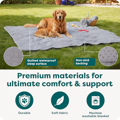 FurHaven Waterproof Blanket & Furniture Protector Cover with Non-Slip Backing, Machine Washable, Jumbo/King, Quilted Twill, Gray - color: Quilted Gray, size: 96" x 82" - King
