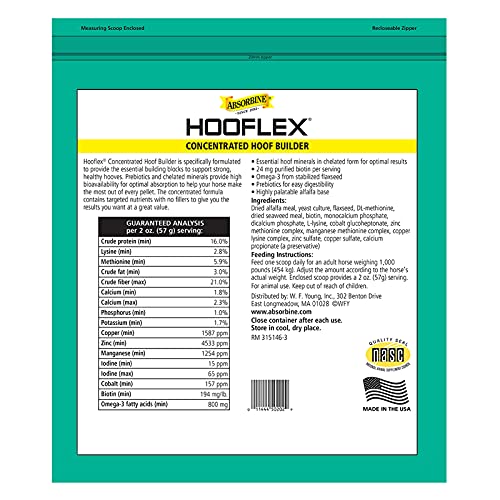 Absorbine Hooflex Horse Hoof Builder Supplement, 11 lb / 90 Days | Pellets, Nutritionist Formulated, Farrier Approved, Purified Biotin, Prebiotics, Chelated Minerals, No Fillers