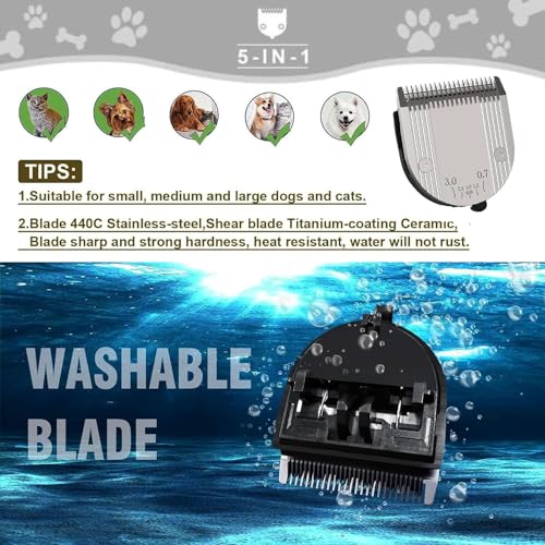 5 in 1 Blades Adjustable Dog Grooming Replacement Blades | Compatible with Wahl Animal Clipper Arco, Bravura, Chromado, Creativa, Figura, and Motion Pet, Dog, and Horse (Silver/2PC) - color: Silver-2Pack