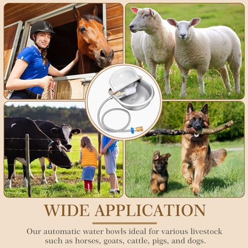 Bokon 4 Set Stainless Steel Automatic Livestock Waterer for Horses Dogs