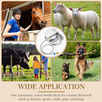 Bokon 4 Set Stainless Steel Automatic Livestock Waterer for Horses Dogs