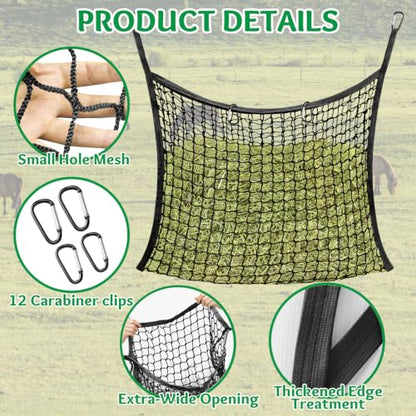 YedsIntu 3 Pcs Hay Bags for Horses, Slow Feed Hay Nets for Horses Goat Sheep, Large Capacity Hay Feeder for Stall, Trailer, Pasture (Black) - size: 3PCS-Black