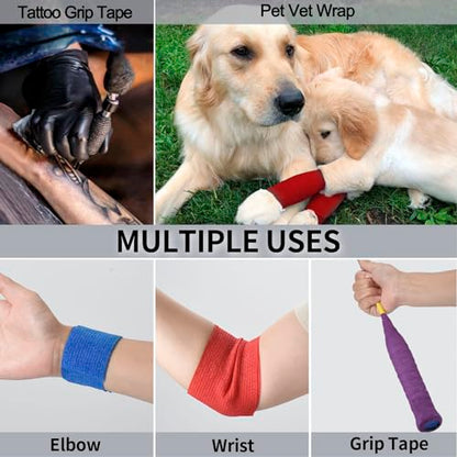 24Pcs Self Adherent Cohesive Bandage Wrap Self Adhesive Bandage Wrap 2 inch - color: Mix Color, size: 24Pcs