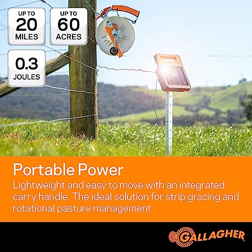 Gallagher S30 Solar Electric Fence Charger with 1640ft Highly Conductive Braided Turbo Wire | Effectively Contain Livestock, Protect Property, and Deter Wildlife