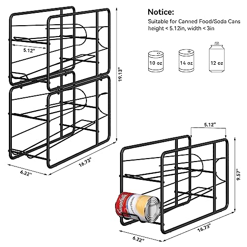 MOOACE 4 Pack Can Organizer for Pantry, Stackable Soda Can Dispenser Rack - color: Black
