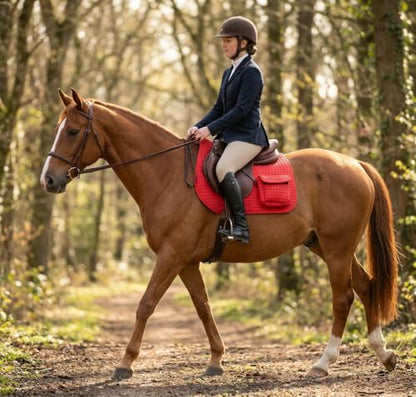 Horse English Quilted Faux Fur All-Purpose Saddle Pad Pockets 72152 - color: Red