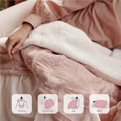 Templewet Heated Blanket Throw 50" x 60",Soft Electric Blanket,Pink | Timer Settings,Auto Off,Soft Sherpa Heated Throw Blanket,Machine Washable,Fast Heating for Sofa Bed Office Use,Gifts for Mom - color: Candy Pink