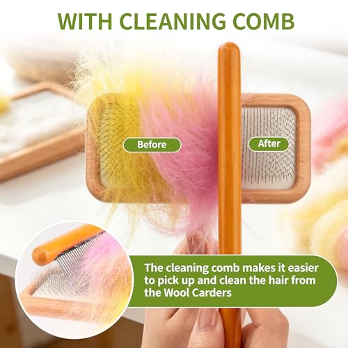 3 Pcs Wool Carders, Hand Card Brushes for Wool Needle Felting Craft Tools