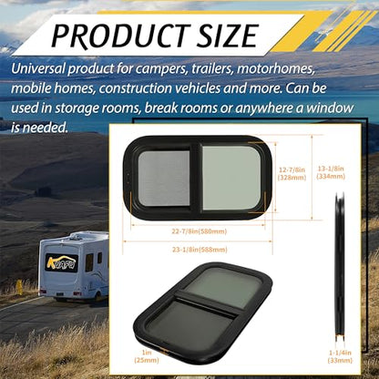 KUAFU RV Vertical Sliding Window 12" X 22" Camper Trailer Cargo Tinted Rv - size: 1Pcs