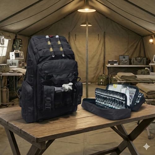 156-Slot Ampoule Case 1-10ml Medical Storage Organizer 12.6" EMT Bag Black | Padded Case Protects Fragile Vials During Transport; Clamshell Design Opens Flat for Quick Inventory and Easy Access