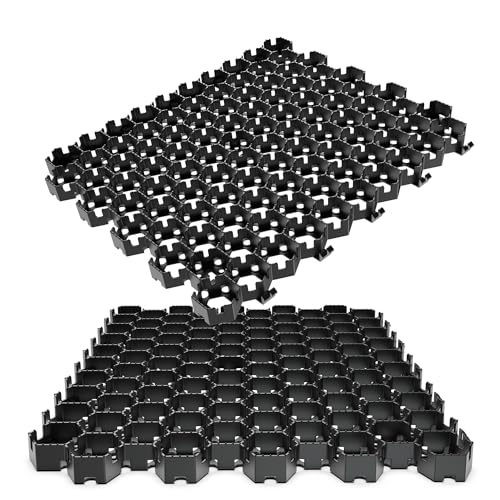 Vodaland Permeable Pavers - HexPave Grass & Gravel Permeable Paver System - 100% Recycled PPE Plastic Pavers, Handles 27,000 lbs, 1" Depth, 1450 s.f / 488 Units - size: 1450 Sq Ft