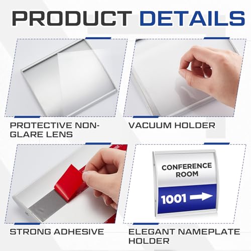 Yaocom Set of 5 Curved Name Plate Holder for Doors 5.625" x 6", Silver - color: Silver