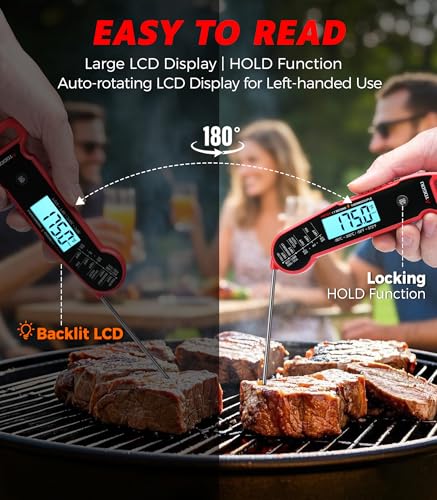 Atogou Professional Meat Thermometer Digital, <1 Sec Instant Read, Red - color: Red
