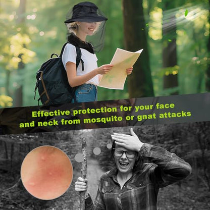 South to East Premium Mosquito Head Net for Insect 2 Pack, Ultra Clear View - color: Coal-black