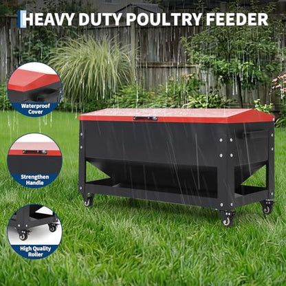 Garvee Metal Chicken Feeding Box, 120 lbs Large Capacity, Portable Feeder - size: 120 lbs