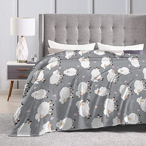 Fleece Blanket Cute Sheep Lightweight Ultra-Soft Micro Throw Blanket for Sofa Couch Bed Camping Travel - Super Soft Cozy Microfiber Blanket 80"X60" - color: Sheep (Grey), size: 80"x60"