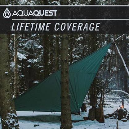 AquaQuest Guide Tarp – Ultralight Waterproof (5,000 mm) Seam-Taped 40D Ripstop Rain Fly for Backpacking, Stealth Camping & Thru-Hiking - color: Olive Drab, size: 13 x 10 ft