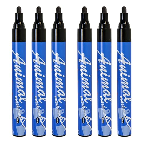 6 pcs Ear Tag Marking Pen, Black, with Special Ink Penetrates Into Cattle Goat Sheep Cow Pigs Livestock Ear Tags, Long Lasting Not Fading - size: Black Ink 6 count