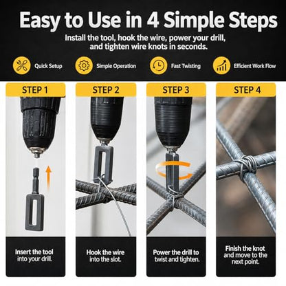 Wire Twister Tool for Drill, 2 Pack Wire Twisting Tool for Drill, Heavy Duty Drill Wire Twister Attachment with 9# and 11# Openings for Fence Repair, Farm Ranch Garden Wire Tying and Rebar Tying