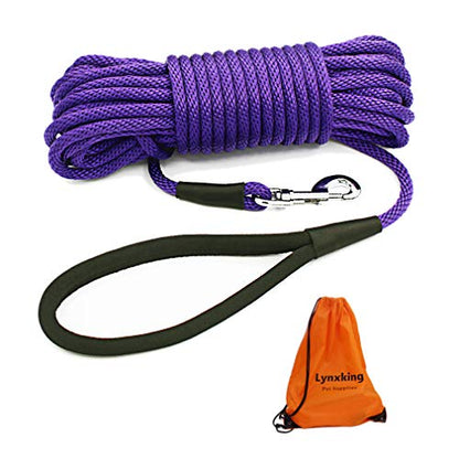 Check Cord Dog Leash Long Lead Obedience Recall Training Tracking Line 30ft - color: Purple