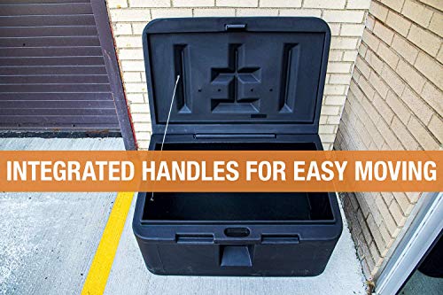 Buyers Products 9031105 Heavy Duty 35 Gallon Poly Storage Bin, Black | Weather-Resistant 35 Gallon Storage With Lockable Lid, Forklift Slots And Stackable, Corrosion-Free Construction And Gear - size: 36 Gallon Capacity