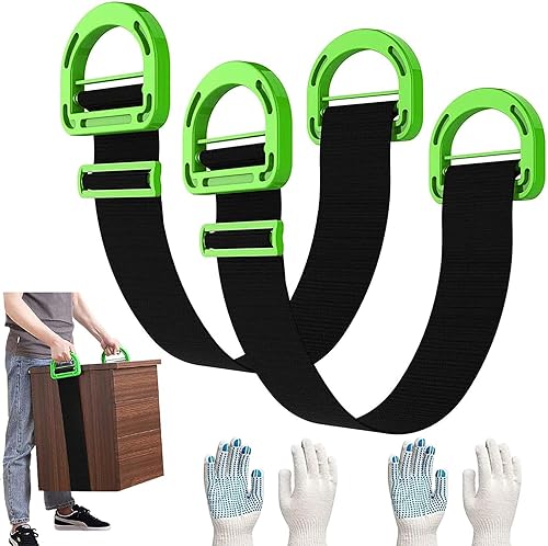 Moving Straps,2 Pack 1-Person Adjustable Handle Moving Lifting Strap for Moving Furniture, Appliances, Objest Up to 600lbs - color: Green-1Person Straps