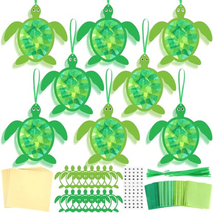 AmazingSpark 30 Pcs Sea Turtle Suncatchers VBS Crafts Ocean DIY Kit | Rainforest Activities, Stained Glass Tissue Paper Art, Summer Camp Bulk, Hanging Decor for Classroom Parties - style: Tortoise