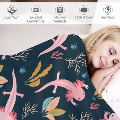 Cute Axolotl Fleece Throw Blanket for Couch Adults Teens 40" X 50" - color: Axolotl, size: 40x50 inch