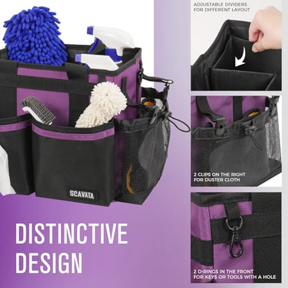 SCAVATA Compact Wearable Cleaning Caddy with Handle & Shoulder Straps - color: RoyalPurple