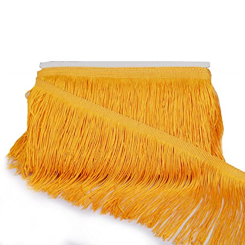 Chainette Fringe Trim 5 Yard x 6 Inches Fabric Tassel Trims - color: Yellow, size: 6"-5Yards/R