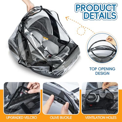 bemece Infant Car Seat Rain Cover with Air Vents and Access Window