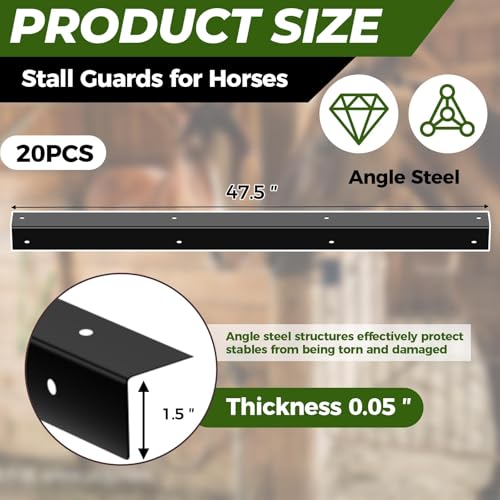 20 Pcs Heavy Duty Steel Horse Stall Chew Guards 47.5in Protect