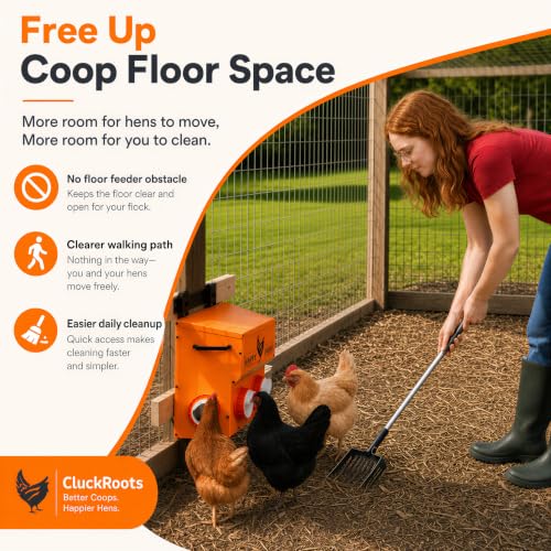 CluckRoots Metal Chicken Feeder 16-18 Lb No Waste Hanging Feeder