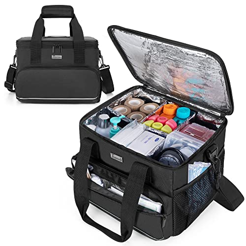 Trunab Insulated Medical Bag with Dividers, Medicine Pouch, Black - color: Black, size: Large