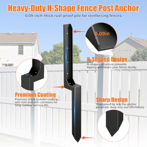 1 Pcs Fence Post Repair Kit,4×4/6x6 Fence Post Support,Heavy Duty Post Anchor Ground Spike with Double-Layer Thickened Fence Post Anchor & Stakes for Repair Tilted, Broken Wood Fence Post - size: Split