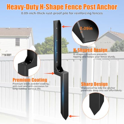 1 Pcs Fence Post Repair Kit,4×4/6x6 Fence Post Support,Heavy Duty Post Anchor Ground Spike with Double-Layer Thickened Fence Post Anchor & Stakes for Repair Tilted, Broken Wood Fence Post - size: Split