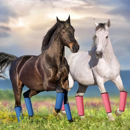 Jexine 8 Pcs Mesh Fly Boots for Horse - color: Pink, Dark Blue