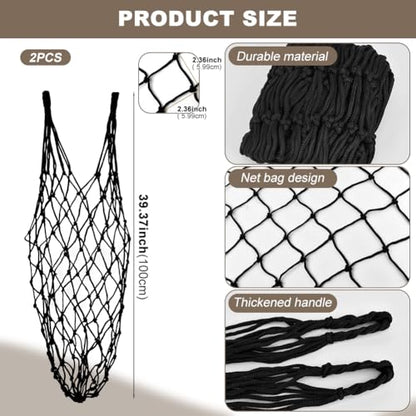 Quixleen 2PCS Hay Nets for Horses,Slow Feed Hay Bag for Horses Goat Sheep | ﻿ 39.37" Long Hanging Hay Net Feeder for Horses,Slow Feed Hays Net Large Capacity for Horse Feeder Full Day,Heavy Duty