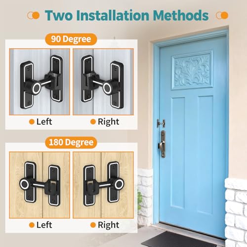 Barn Door Lock 2.4" 90/180 Flip Gate Latch, Luminous Black-4 Pcs - color: Luminous Black-4 Pcs