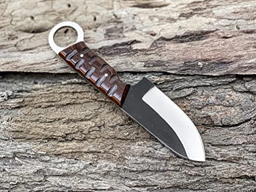 TAC KNIVES 7'' Full Tang Fixed Blade Outdoor Camping Hunting Knife In Sheath Gift For Him | 1095 High Carbon Steel Knife | SKINNER Gift | Cowboy knives | Pancake leather sheath (ROSE WOOD) - color: ROSE WOOD