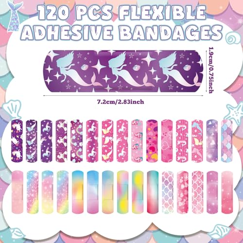 Panelee 120 Pcs Kids Bandages Bulk Waterproof Flexible, Romantic Style - style: Romantic Style