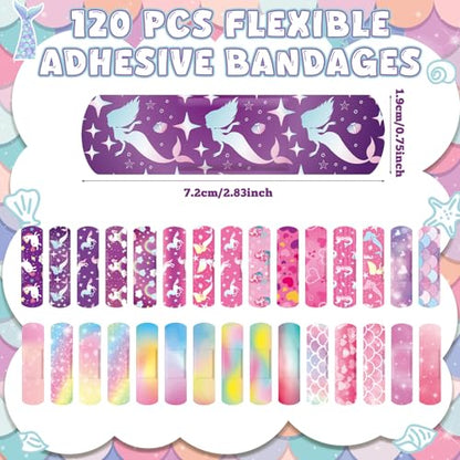 Panelee 120 Pcs Kids Bandages Bulk Waterproof Flexible, Romantic Style - style: Romantic Style