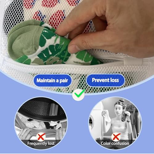 Mesh laundry bags for washing machine, can wash 10 pairs of socks, maintain shape, keep one pair,Laundry room organization suitable for socks and small items, 2pcs (Small) - size: Small