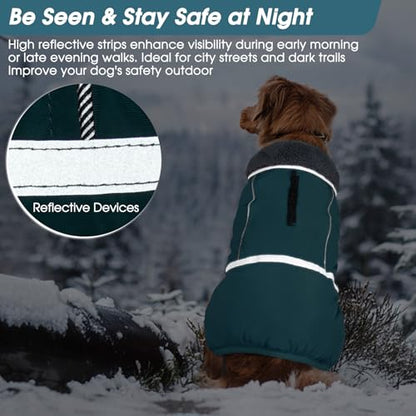QBLEEV Warm Dog Coat, Reflective Dog Jacket, Waterproof Dogs Winter Coat - color: Aqua, size: Small