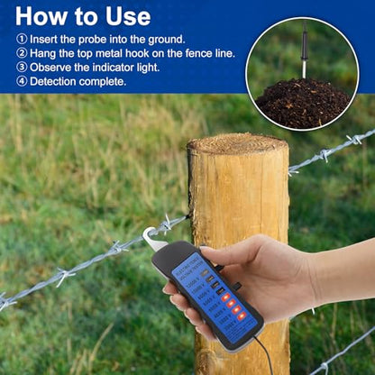 Kingdder Electric Fence Tester Kit, 12kv Neon Voltage Fault Finder (No Battery Required) with 50 Pcs Screw-in Wood Post Insulators for Farm Ranch Polywire Tape, 2000v-12000v(Bolt Kit)