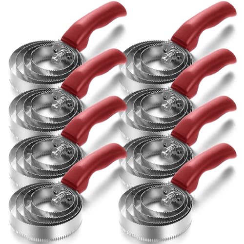 Tanlade 4 Rings 8 Pack Curry Comb Horse Brush Metal Curry Brush Derby Party Supplies Reversible Stainless Steel Comb Scraper with Comfortable Grip for Cow Sheep Pet Dog Goat Horse (Red) - color: Red